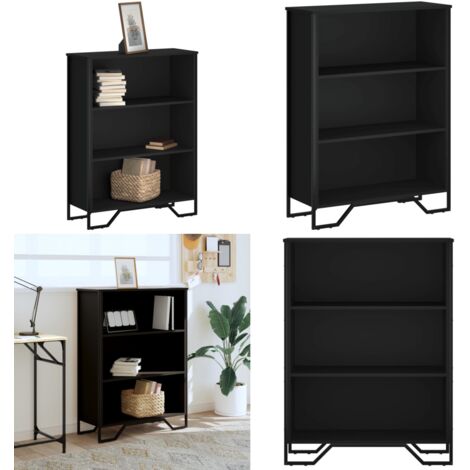 Libreria Nera 80x31x106 cm in Legno Multistrato - Libreria nera - Scaffale porta libri