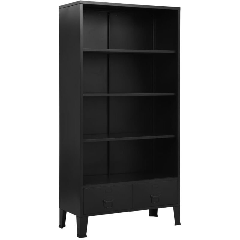 Libreria Industriale Nera 90x40x180 cm in Acciaio Vidaxl 790235