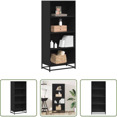 Libreria nera -  Libreria Nera 60x35x139 cm in Truciolato