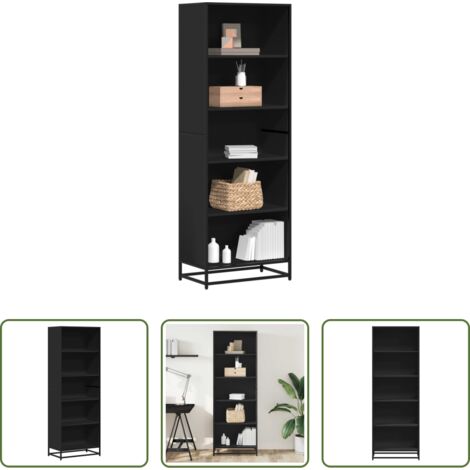 Libreria nera -  Libreria Nera 60x35x170,5 cm in Truciolato