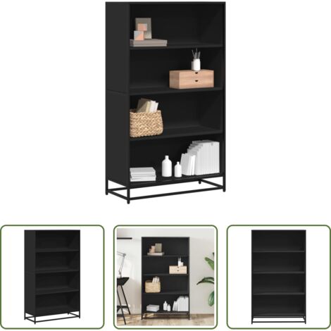 Libreria nera -  Libreria Nera 80,5x35x139 cm in Truciolato