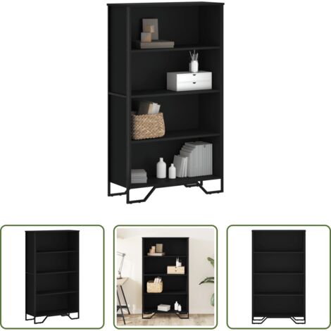 Libreria nera - Libreria Nera 80x31x137,5 cm in Legno Multistrato