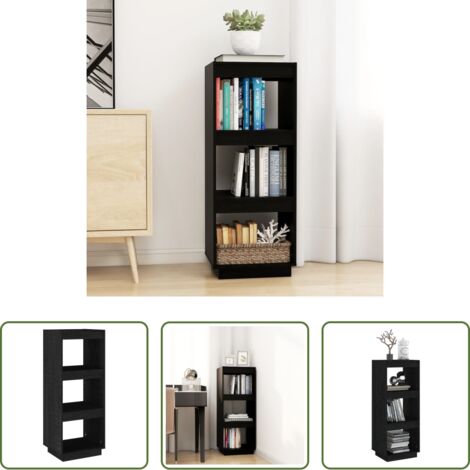 Libreria nero -  Libreria/Divisorio Nero 40x35x103 cm in Legno Massello di Pino