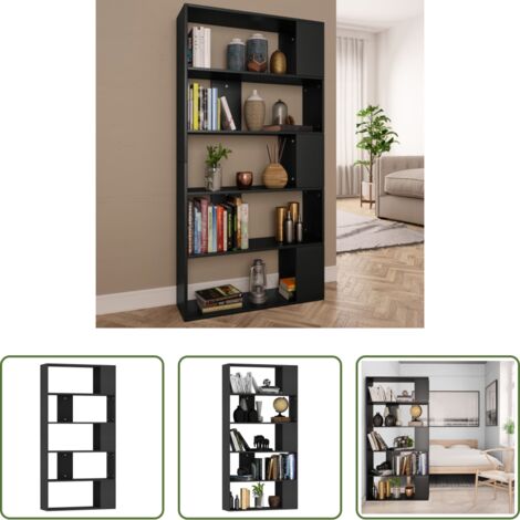 Libreria nero -  Libreria/Divisorio Nero 80x24x159 cm in Legno Ingegnerizzato