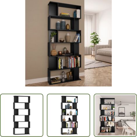 Libreria nero -  Libreria/Divisorio Nero 80x24x192 cm in Legno Ingegnerizzato