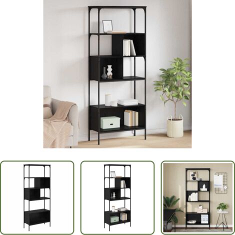 Libreria nero -  Libreria Rovere Nero 76 x 33 x 188,5 cm Legno multistrato