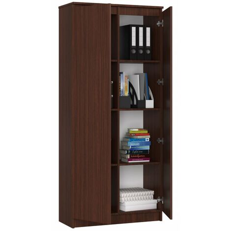 Libreria Scaffale, Libreria da Parete, Mobile Soggiorno, Mobile Multiuso, Libreria a Ripiani, Libreria 2 Ante Battenti, Armadio Ufficio, Libreria Moderna in Legno, 180 x 80 x 36