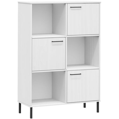 Librería patas de metal OSLO madera maciza blanco 90x35x128,5cm vidaXL