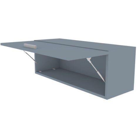 Libreria pensile moderna con anta a ribalta, L 90 cm - Montaggio rapido - Avio/Marina