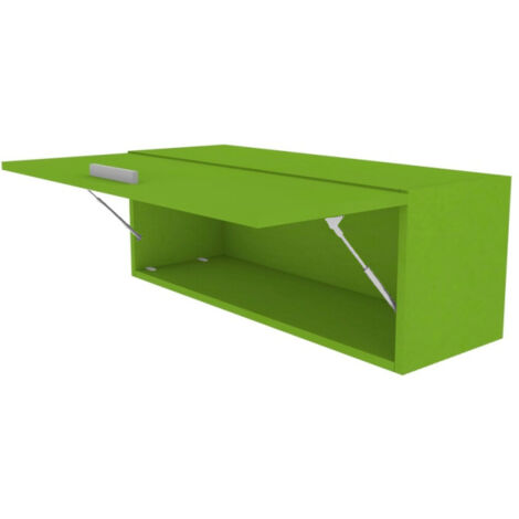 Libreria pensile moderna con anta a ribalta, L 90 cm - Montaggio rapido - Verde mela