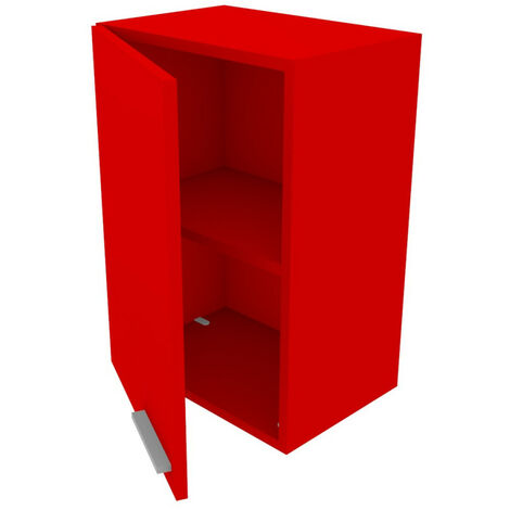 Libreria pensile moderna con anta e schienale - Montaggio rapido cabineo - Rosso