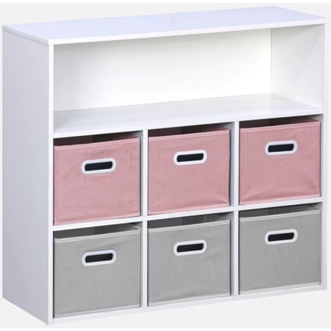 Libreria per bambini con 6 cestini in velluto