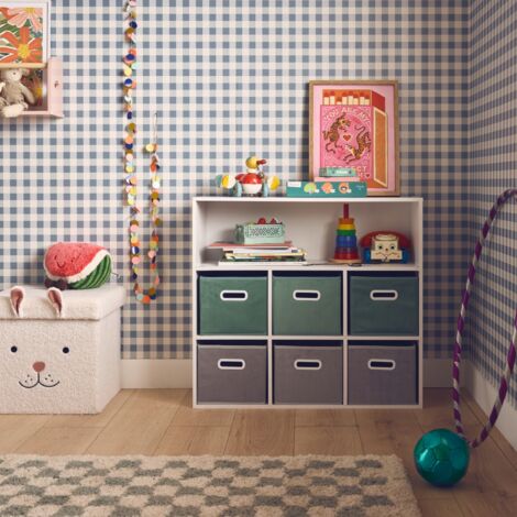 Libreria per bambini con 6 cestini in velluto
