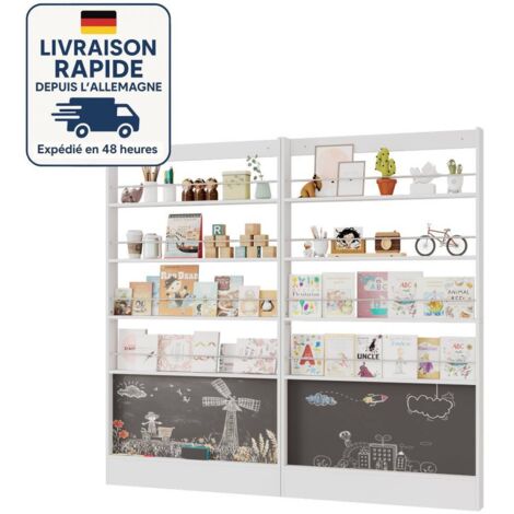 Libreria per bambini - Scaffale portaoggetti a 4 ripiani + lavagna antiribaltamento - Scaffale portaoggetti salvaspazio dietro la porta 10010180 cm - 2 set