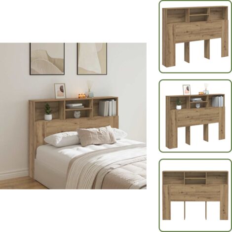 Libreria per camera da letto - vidaXL Mobiletto con testiera in rovere artigianale 140x19x103,5 cm - Testiera in legno