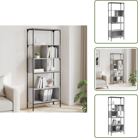 Libreria per casa - vidaXL Libreria 5Ripiani Grigio Sonoma 76x33x188,5cm Legno Multistrato - Libreria decorativa