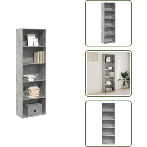 Libreria per casa - vidaXL Libreria Grigio Cemento 60x30x189 cm in Legno Multistrato - Libreria per ufficio