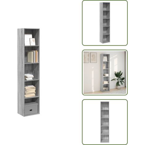 Libreria per casa - vidaXL Libreria Grigio Sonoma 40x30x189 cm in Legno Multistrato - Libreria per ufficio