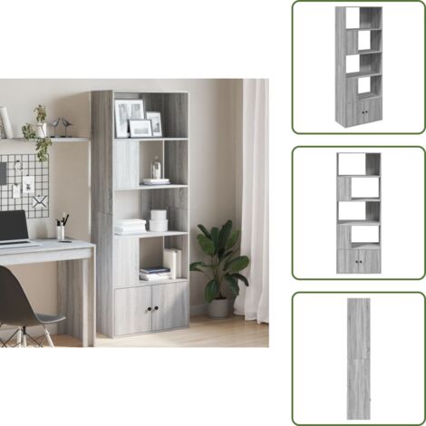 Libreria per casa - vidaXL Libreria Grigio Sonoma 70x36x189 cm in Legno Multistrato - Libreria per soggiorno