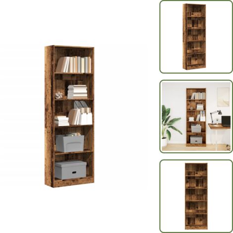 Libreria per casa - vidaXL Libreria Legno Antico 60x24x176 cm in Legno Multistrato - Libreria per ufficio