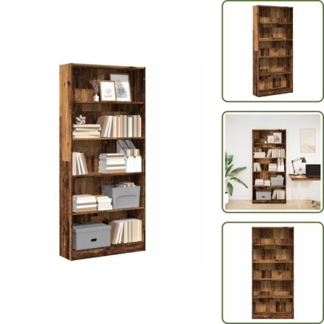 Libreria per casa - vidaXL Libreria Legno Antico 80x24x176 cm in Legno Multistrato - Libreria per ufficio