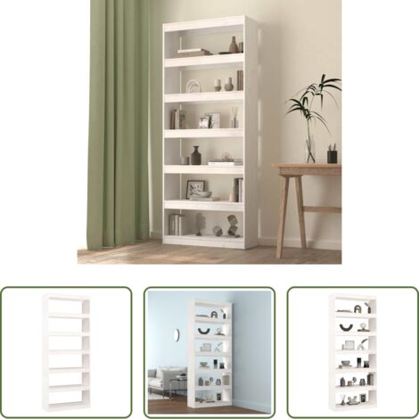 Libreria per libri -  Libreria/Divisorio Bianco 80x30x199,5 cm in Massello di Pino