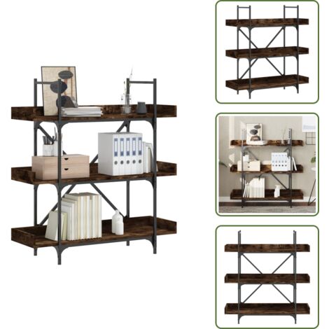 Libreria per libri - vidaXL Libreria 3 Ripiani Rovere Fumo 100x33x108,5cm Legno Multistrato - Libreria decorativa