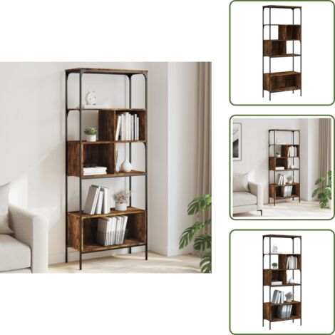 Libreria per libri - vidaXL Libreria 5 Ripiani Rovere Fumo 76x33x188,5 cm Legno Multistrato - Libreria decorativa