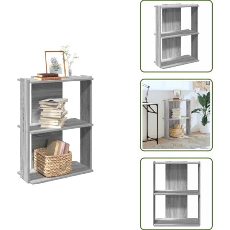 Libreria per libri - vidaXL Libreria a 3 Ripiani Grigio Sonoma 60x30x80cm Legno Multistrato - Libreria per oggetti