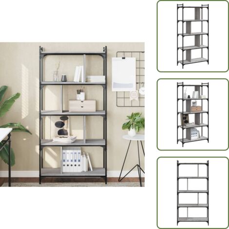 Libreria per libri - vidaXL Libreria Grigio Sonoma 5 Ripiani 76x32x158 cm Legno Multistrato - Libreria per riviste