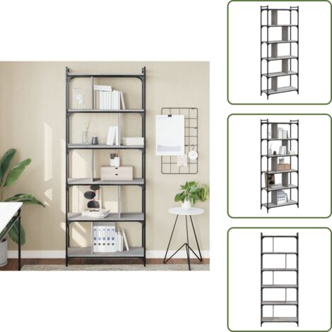 Libreria per libri - vidaXL Libreria Grigio Sonoma 6 Ripiani 76x32x192 cm Legno Multistrato - Libreria per riviste