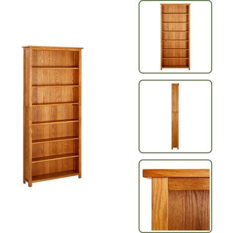 Libreria per ufficio - vidaXL Libreria a 7 Ripiani 90x22,5x200 cm in Massello di Rovere - Libreria per salotto
