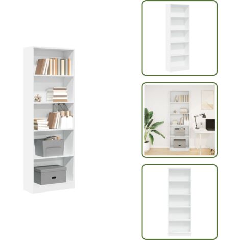 Libreria per ufficio - vidaXL Libreria Bianca 60x24x176 cm in Legno Massello - Libreria con scomparti