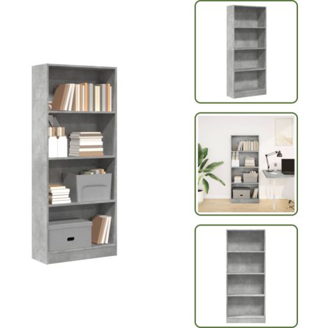 Libreria per ufficio - vidaXL Libreria Grigio Cemento 60x24x143 cm in Legno Multistrato - Libreria con scomparti