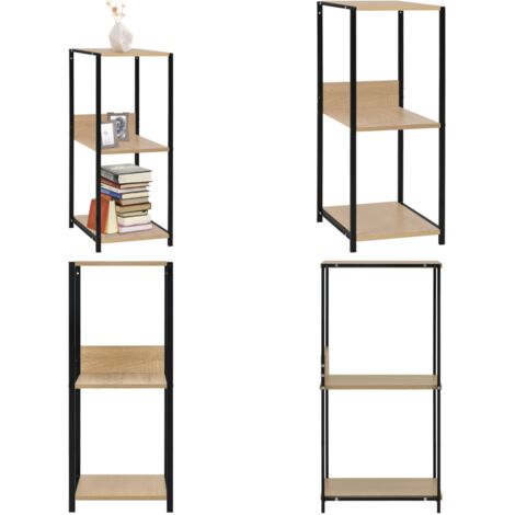 Libreria Piccola Dritta Nera Rovere 33,5x39,6x79,7 Multistrato - Scaffale - Scaffale per libri