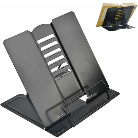 Libreria pieghevole in metallo nero, leggio per bambini miopi, porta libri e cellulare regolabile, leggio, cavalletto.