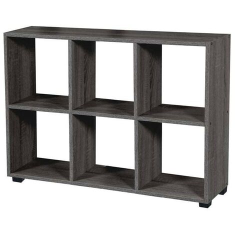 Libreria rettangolare divisorio sei cubi posti grigio 90x24x60