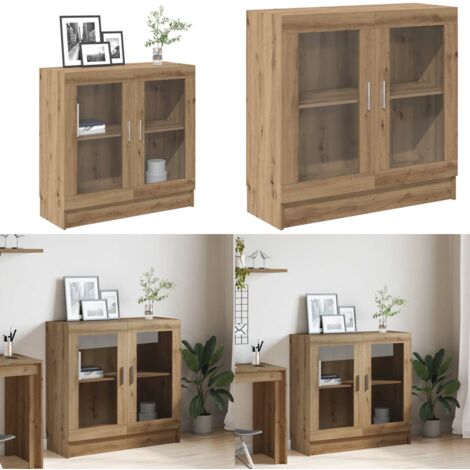 Libreria Rovere Artigianale 82,5x30,5x80 cm Legno Multistrato - Libreria con ante in vetro - Libreria per casa