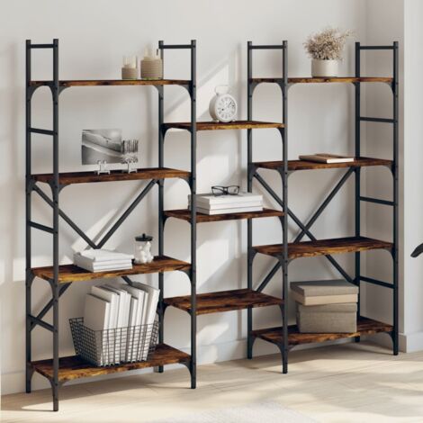 Libreria Rovere Fumo 160x28,5x136,5 cm in Legno Multistrato vidaXL