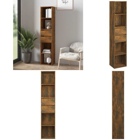 Libreria Rovere Fumo 36x30x171 cm in Legno Multistrato - Libreria moderna - Libreria minimalista