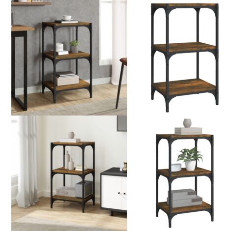 Libreria rovere fumo 40x33x70,5cm Legno Multistrato e Acciaio - Scaffale in acciaio - Libreria industriale