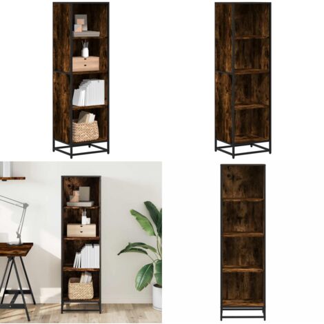 Libreria Rovere Fumo 40x35x139 cm in Truciolato - Libreria moderna - Libreria in metallo