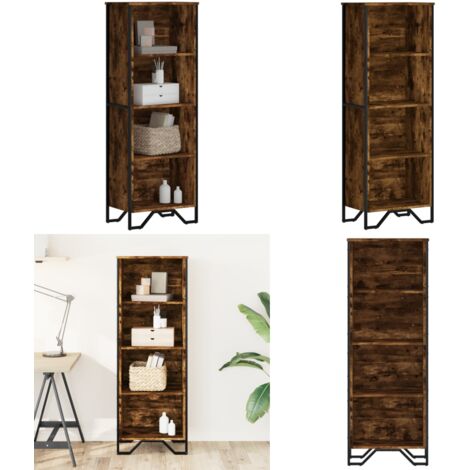 Libreria Rovere Fumo 50x31x137,5 cm in Truciolato - Scaffale porta libri - Libreria moderna