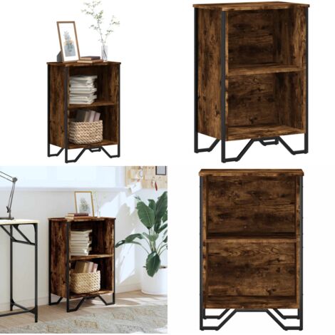 Libreria Rovere Fumo 50x31x74,5 cm in Legno Multistrato - Libreria moderna - Libreria con piedini in metallo