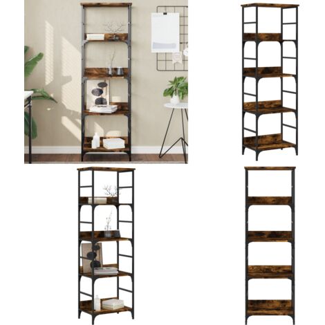 Libreria Rovere Fumo 50x33x153 cm in Legno Multistrato - Scaffale per libri - Armadio per oggetti