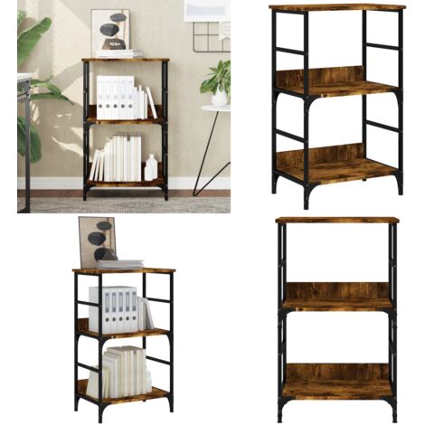 Libreria Rovere Fumo 50x33x82 cm in Legno Multistrato - Scaffale per libri - Design industriale
