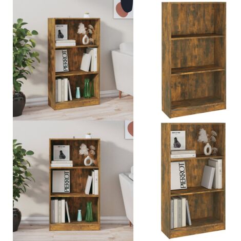 Libreria Rovere Fumo 60x24x109 cm in Legno Multistrato - Libreria multifunzionale - Libreria per corridoio