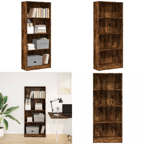 Libreria Rovere Fumo 60x24x143 cm in Legno Multistrato - Libreria in truciolato - Libreria per casa