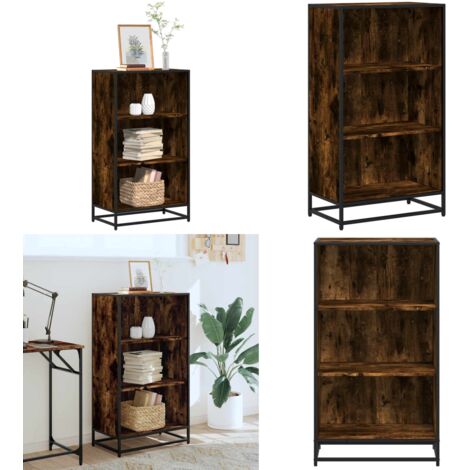 Libreria Rovere Fumo 60x35x107,5 cm in Legno Multistrato - Libreria moderna - Libreria in metallo