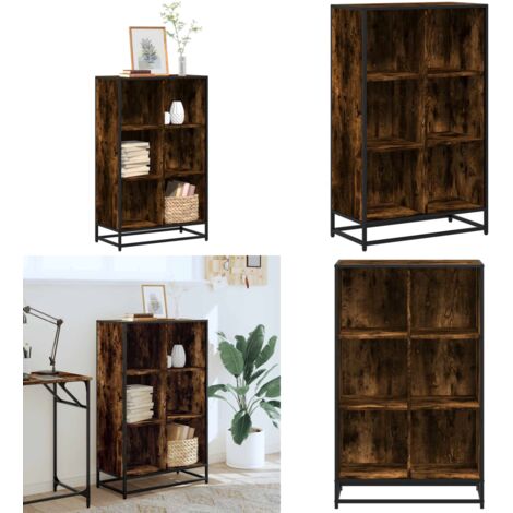 Libreria Rovere Fumo 65,5x33x107,5 cm in Legno Multistrato - Libreria moderna - Libreria in metallo